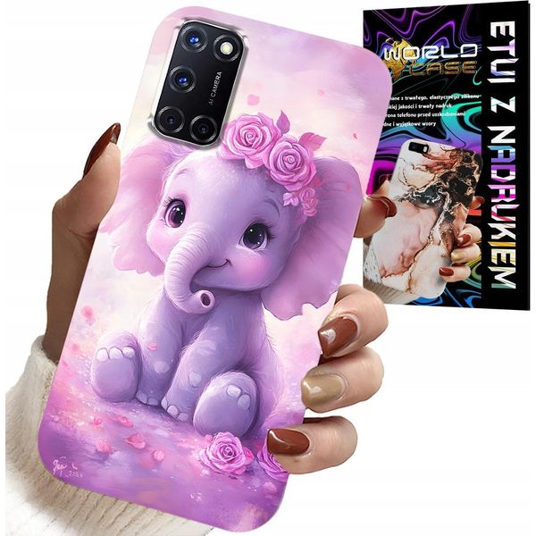 Custodia Per Oppo A52 - Elefante Carino Su Sfondo Rosa +Folia-image