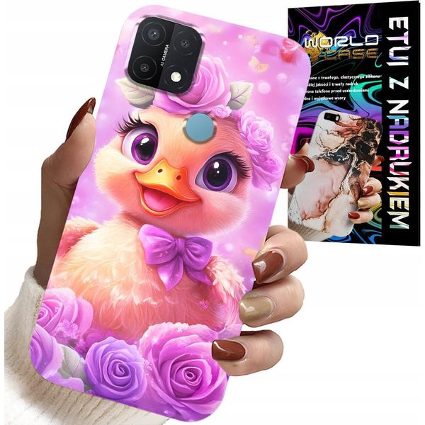 Custodia Per Oppo A15 / A15S - Anatra Carina, Anatra Su Sfondo Rosa-image