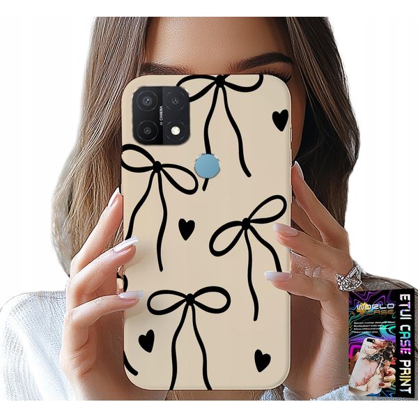 Custodia Per Oppo A15 / A15S - Beige Ribbon Bow Tie Modelli Alla Moda-image