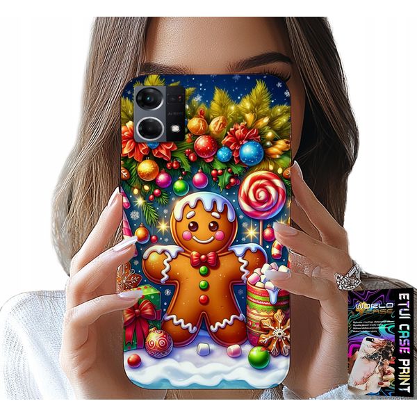 Custodia Per Oppo Reno7 4G - Gingerbread, Candy Christmas Patterns + Vetro-image