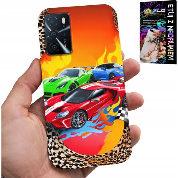 Custodia Per Oppo A16 / A16S / A54S - Per Bambini, Auto Da Corsa + Vetro-image