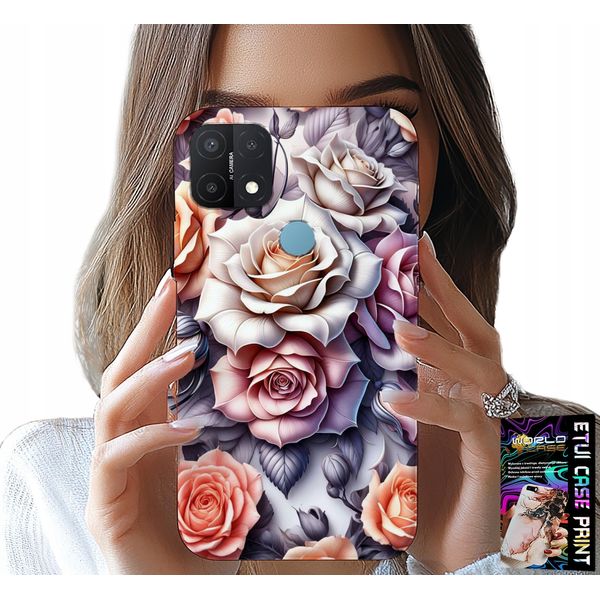 Custodia Per Oppo A15 / A15S - Custodia Con Motivi Floreali E Fiori Di Rosa-image