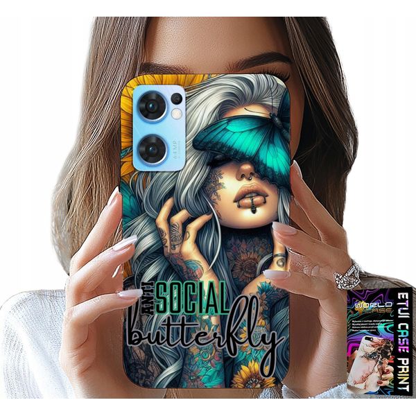 Custodia Oppo Reno7 5G - Anti Social, Butterfly, Motylek, Kobiece-image