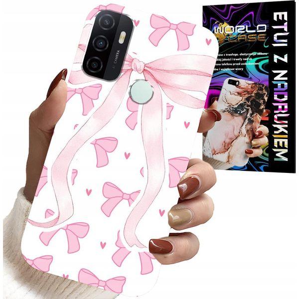 Custodia Per Oppo A53S / A53 2020 - Custodia Con Motivi Alla Moda A Nastro Rosa-image