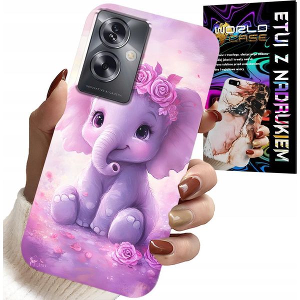 Custodia Per Oppo A79 5G - Elefante Carino Su Sfondo Rosa +Folia-image