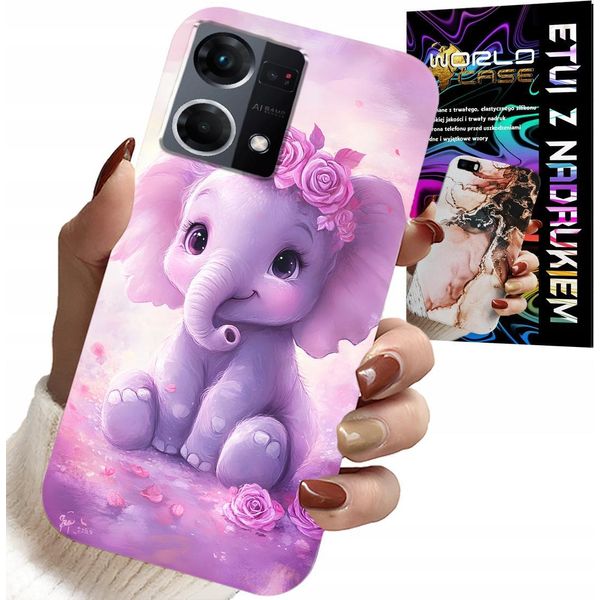 Custodia Per Oppo Reno7 4G - Elefante Carino Su Sfondo Rosa +Folia-image