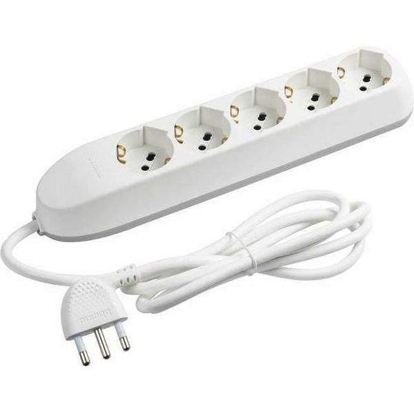 Bticino Ciabatta Elettrica 5 Prese Con Otturatore Di Sicurezza, Cavo 1,5M, Bianco-image