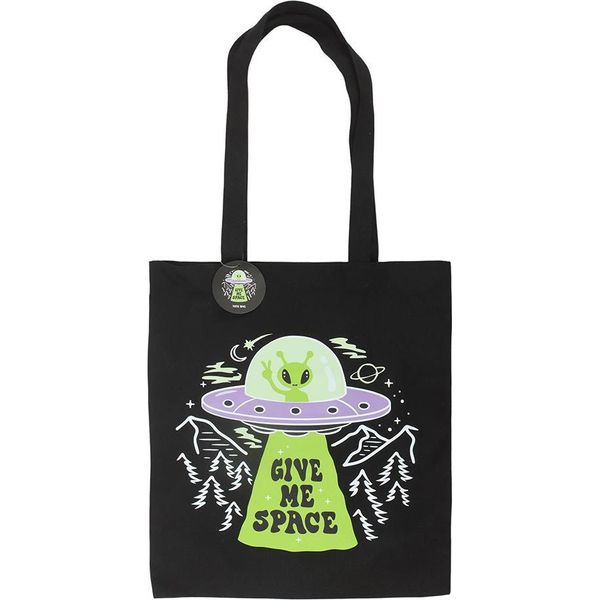 Something Different - Borsa Tote "Give Me Space"", Alien SD10703 (Taglia Unica) (Nero/Viola/Verde)"-image