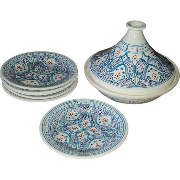 Set Tagine Piatti Marocchini Turchese - 6 Persone-image