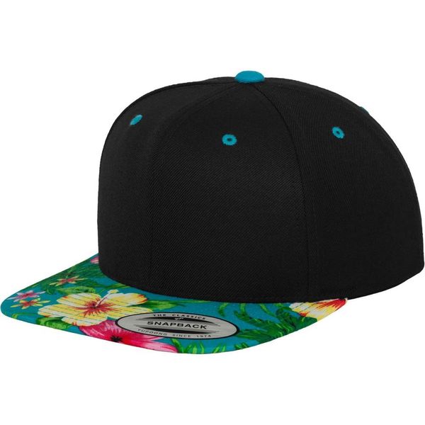 Flexfit 6089HW | Cappello / Berretto / Cappello Hawaiano - Colore: Nero/Aqua (Hawaiano) - Taglia: Unica-image