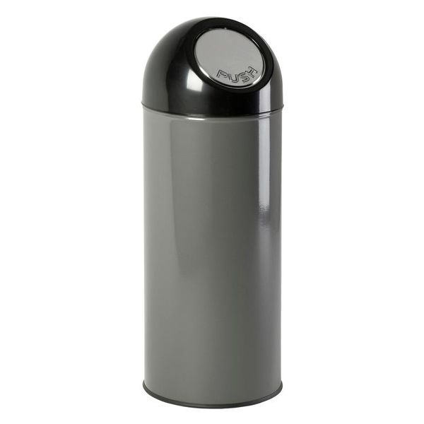 V-Part - AbfallbehäLter Mit Druckdeckel 55 Liter - Steel Plastic - Matallik, Schwarz-image