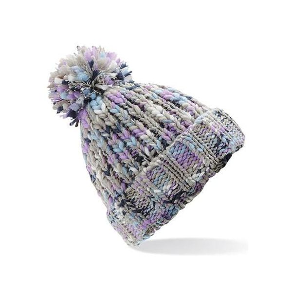 Beechfield B487 | Berretto Twister Pom Pom Da Donna - Colore: Lavender Twist - Taglia: Unica-image