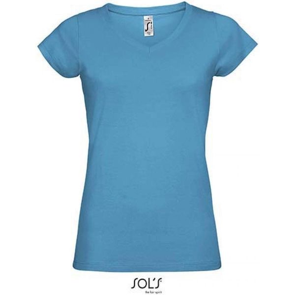 Sols 11388 | Maglietta Donna Con Scollo A V Moon - Colore: Aqua - Taglia: M-image