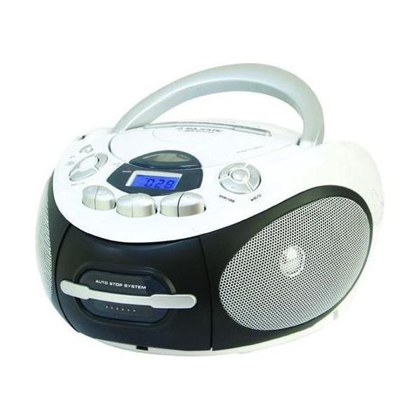 New Majestic AH2387R Lettore Cd Portatile MP3 Usb Cassette Nero E Bianco-image