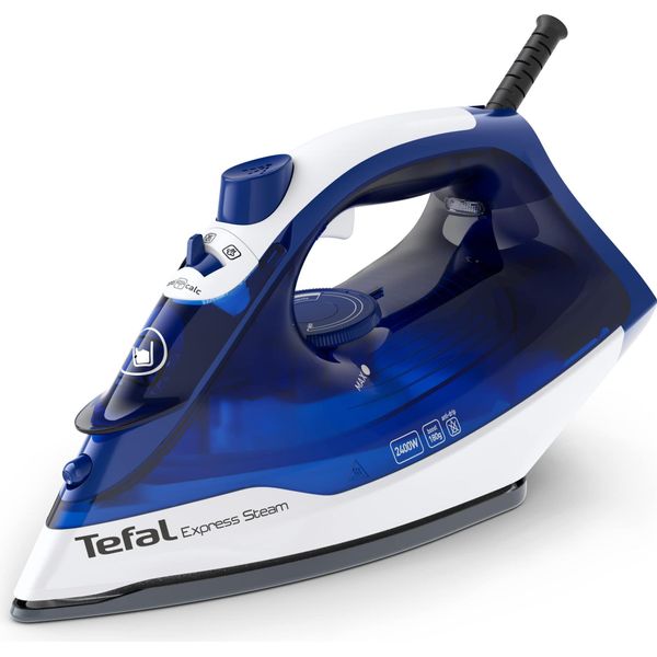Tefal | FV2838E0 | Ferro Da Stiro A Vapore | 2400 W | Capacità Serbatoio Acqua 270 Ml | Pompa Vapore Continuo 40 G/Min | Produzione Vapore G/Min | Blu/Bianco-image