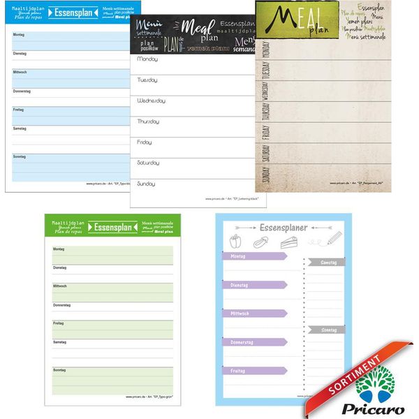 Pricaro Planner Pasti "Typo-Green"", A6, 5 Pezzi"-image