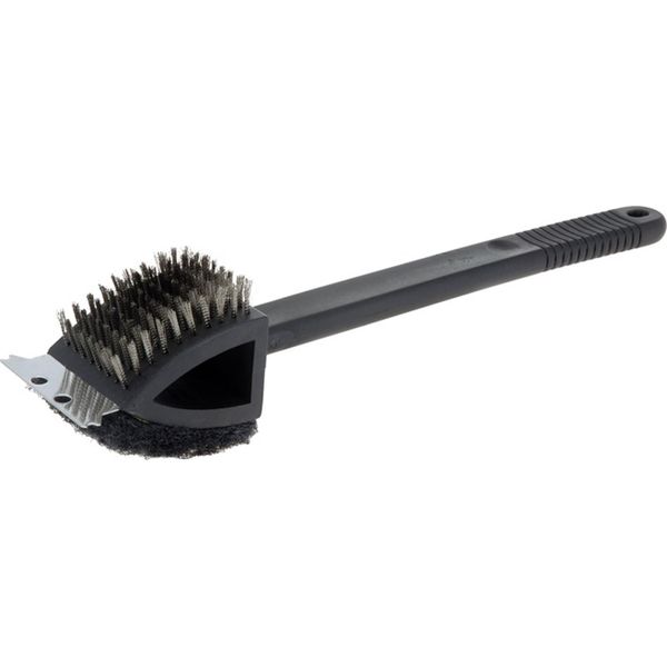 Spazzola Per Griglia 3 In 1 - Acciaio Inox, Spugna E Raschietto, 37 Cm, Ergonomica, Universale-image