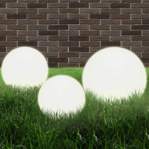 The Living Store Set Di Luci Da Giardino A Led 3 Pezzi Sferici 20/30/40 Cm Pmma-image