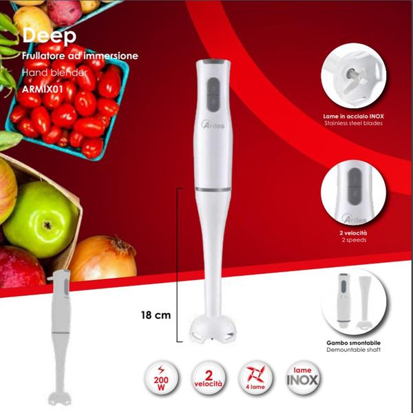 Frullatore Ad Immersione Ardes Deep ARMIX01 Hand Blender 200W Bianco-image