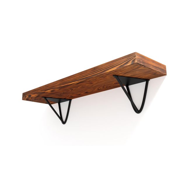 Mensola Da Parete In Legno Noce Rustico Con Supporto In Metallo Nero - 60×25×5 Cm - Mensola Galleggiante Fino A 50 Kg-image