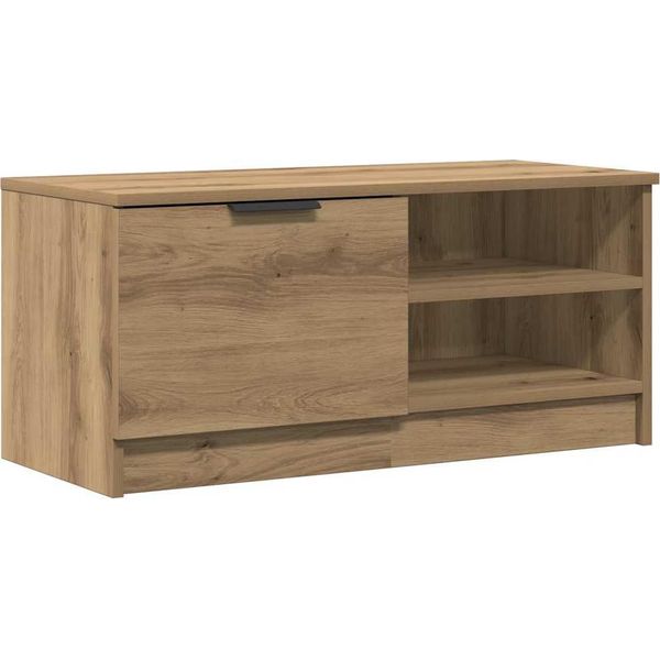 Mobile Tv In Rovere Artisan 80X35X36,5 Cm Materiale A Base Di Legno-image