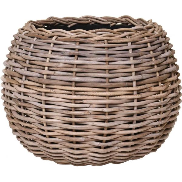 Vivanno Cestino Decorativo In Rattan Palla Rotondo, Intrecciato Naturale - 45X34 Cm-image
