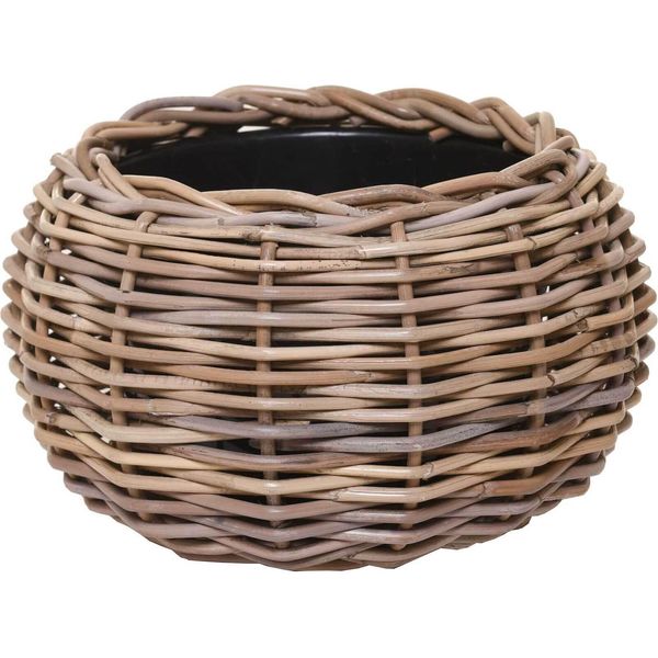 Vivanno Cestino Decorativo In Rattan Palla Rotondo, Intrecciato Naturale - 29X19 Cm-image