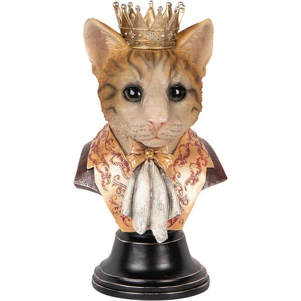 Clayre & Eef Figura Decorativa Gatto 37 Cm Plastica Marrone-image