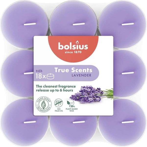 Lampade Profumate, Lavanda Francese, True Scents, Bolsius, Ø39 Mm, Durata Di Combustione Circa 6H, 18 Pezzi Per Confezione-image