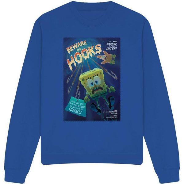 Spongebob Squarepants - Felpa "Beware The Hooks"" Per Uomo/Donna Unisex TV12793 (S) (Blu Reale)"-image