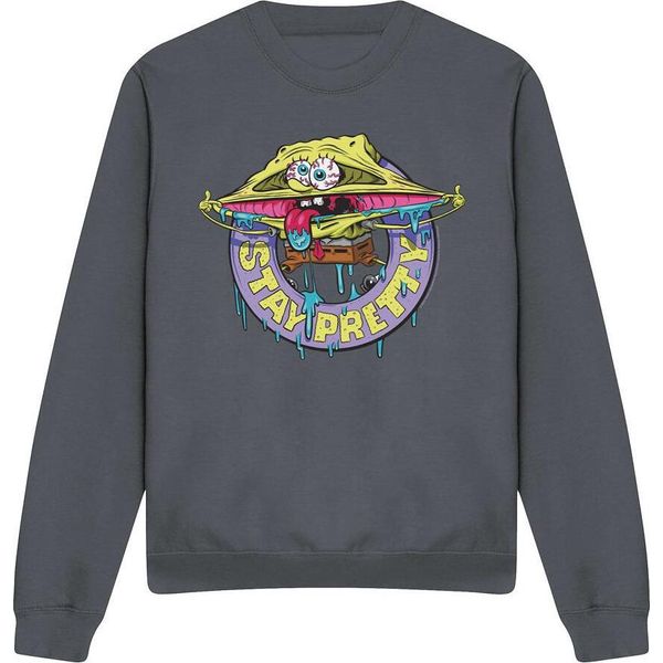 Spongebob Squarepants - Felpa "Stay Pretty"" Uomo/Donna Unisex TV12782 (Xl) (Carbone)"-image