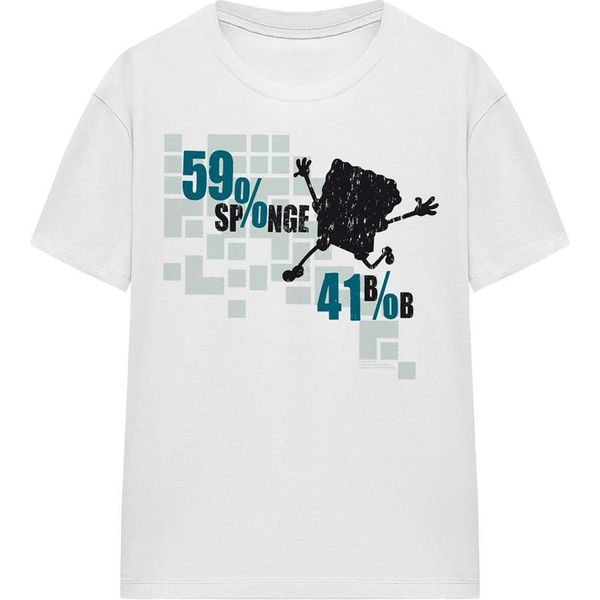 Spongebob Squarepants - Maglietta "59% Sponge 41% Bob"" Per Bambini/Donne Unisex TV15984 (M) (Bianco)"-image