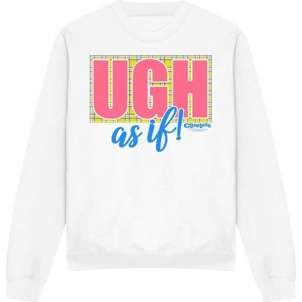 Clueless - Felpa "Ugh As If"" Per Uomo/Donna Unisex TV13104 (Xl) (Bianco)"-image