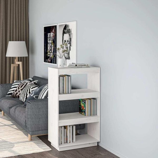 Vidaxl Libreria/Divisorio Bianco 60X35X103 Cm In Pino Massiccio - Libreria - Librerie - Libreria In Legno - Divisorio Per Ambienti-image