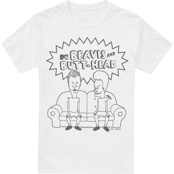 Beavis & Butthead - Maglietta "Couch"" Da Uomo TV6293 (L) (Bianco)"-image