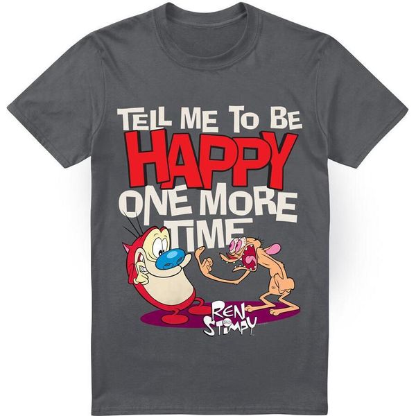 Ren & Stimpy - Maglietta "Tell Me To Be Happy"" Da Uomo TV6507 (Xxl) (Carbone)"-image
