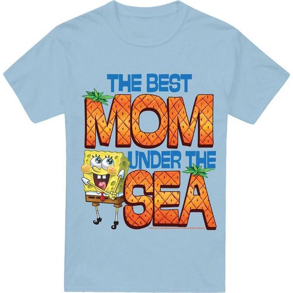 Spongebob Squarepants - Maglietta Da Uomo "Miglior Mamma Sotto Il Mare"" - Festa Della Mamma TV6390 (3XL) (Azzurro)"-image
