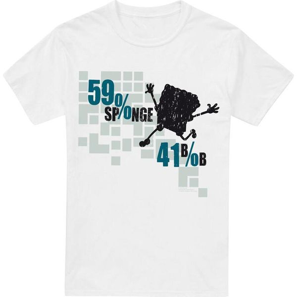 Spongebob Squarepants - Maglietta "59% Sponge 41% Bob"" Per Uomo TV6604 (M) (Bianco)"-image