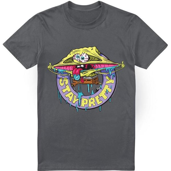 Spongebob Squarepants - Maglietta "Stay Pretty"" Da Uomo TV6599 (S) (Charcoal)"-image