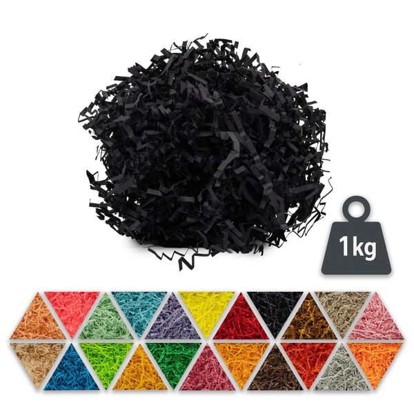 Materiale Di Riempimento In Carta Nera 1 Kg - Materiale Di Imballaggio Biodegradabile, Ideale Come Riempimento Decorativo Per Scatole E Cesti Regalo-image