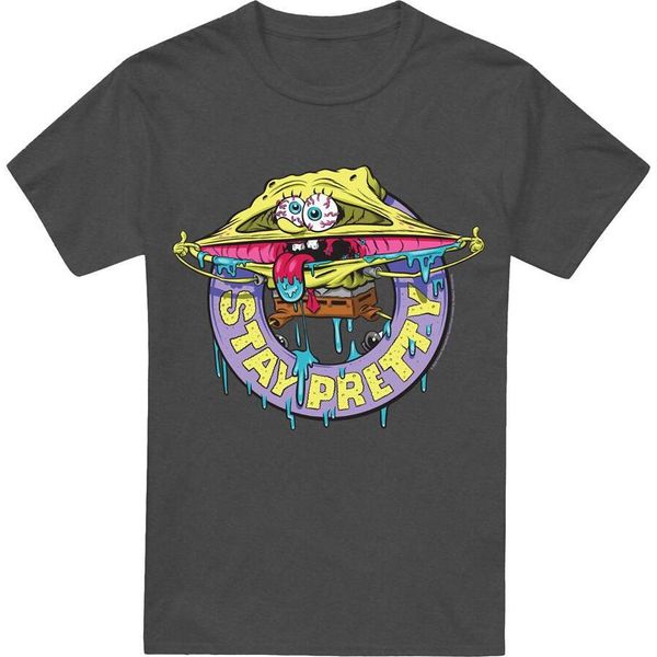 Spongebob Squarepants - Maglietta "Stay Pretty"" Per Uomo/Donna Unisex TV18372 (L) (Carbone)"-image