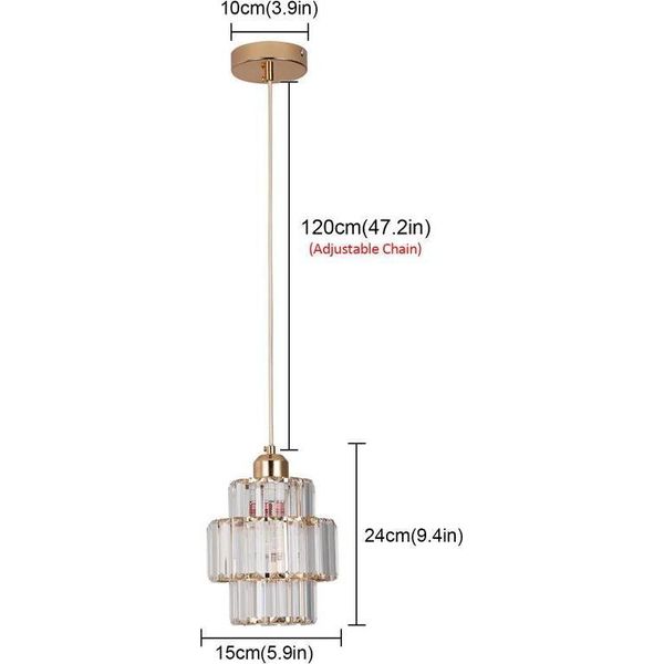Lampada A Sospensione, Design Moderno In Cristallo, Adatta A Vari Ambienti, 1 Testa Oro A, Bianco Caldo-image