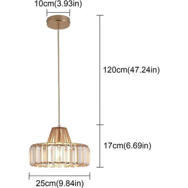 Lampada A Sospensione, Design Moderno In Cristallo, Adatta A Vari Ambienti, 1 Testa Oro B, Bianco Freddo-image
