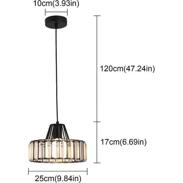Lampada A Sospensione, Design Moderno In Cristallo, Adatta A Vari Ambienti, 1 Testa Nera B, Bianco Caldo-image
