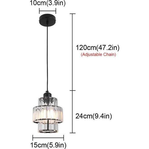 Lampada A Sospensione, Design Moderno In Cristallo, Adatta A Vari Ambienti, 1 Testa Nero A, Bianco Freddo-image