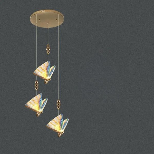 Lampada A Sospensione, Design Moderno, Accensione Led Multicolore, Colore 3 Teste Rotonde, Luce Calda-image