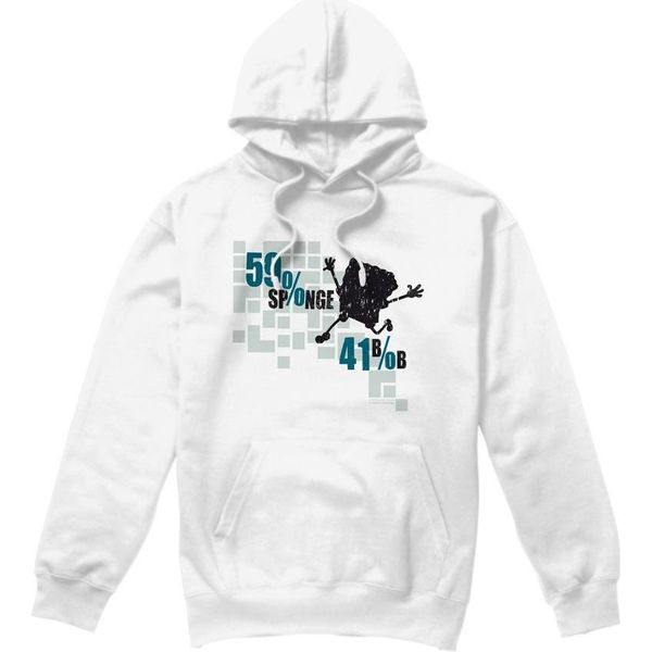 Spongebob Squarepants - Felpa Con Cappuccio "59% Sponge 41% Bob"" Per Uomo TV8803 (M) (Bianco)"-image