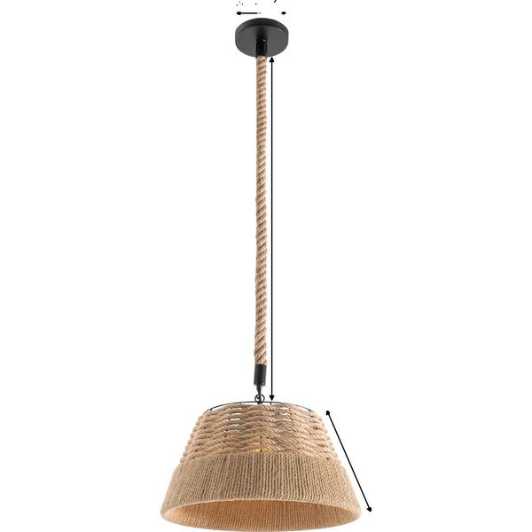 Lampada A Sospensione Intrecciata, Design Rustico, Lampadina Da 60W Max, Per Uso Interno, Giallo Chiaro-image