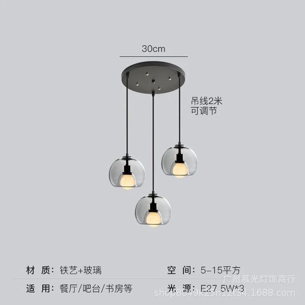 Lampada A Sospensione, Lampada A Sospensione, Stile Moderno, Installazione Versatile, Vetro Trasparente A 3H, Luce Calda-image