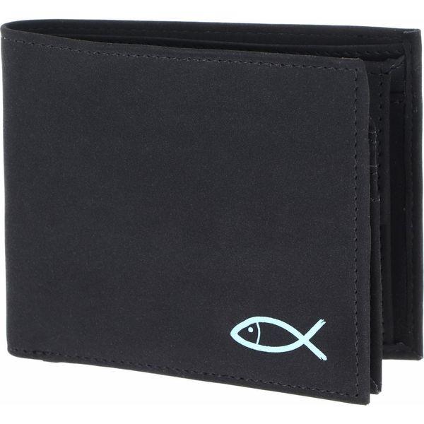 Oxmox Portafoglio New Cryptan Rfid Protect QuerscheinböRse Freedom Fish Print Cyan Black Nero-image